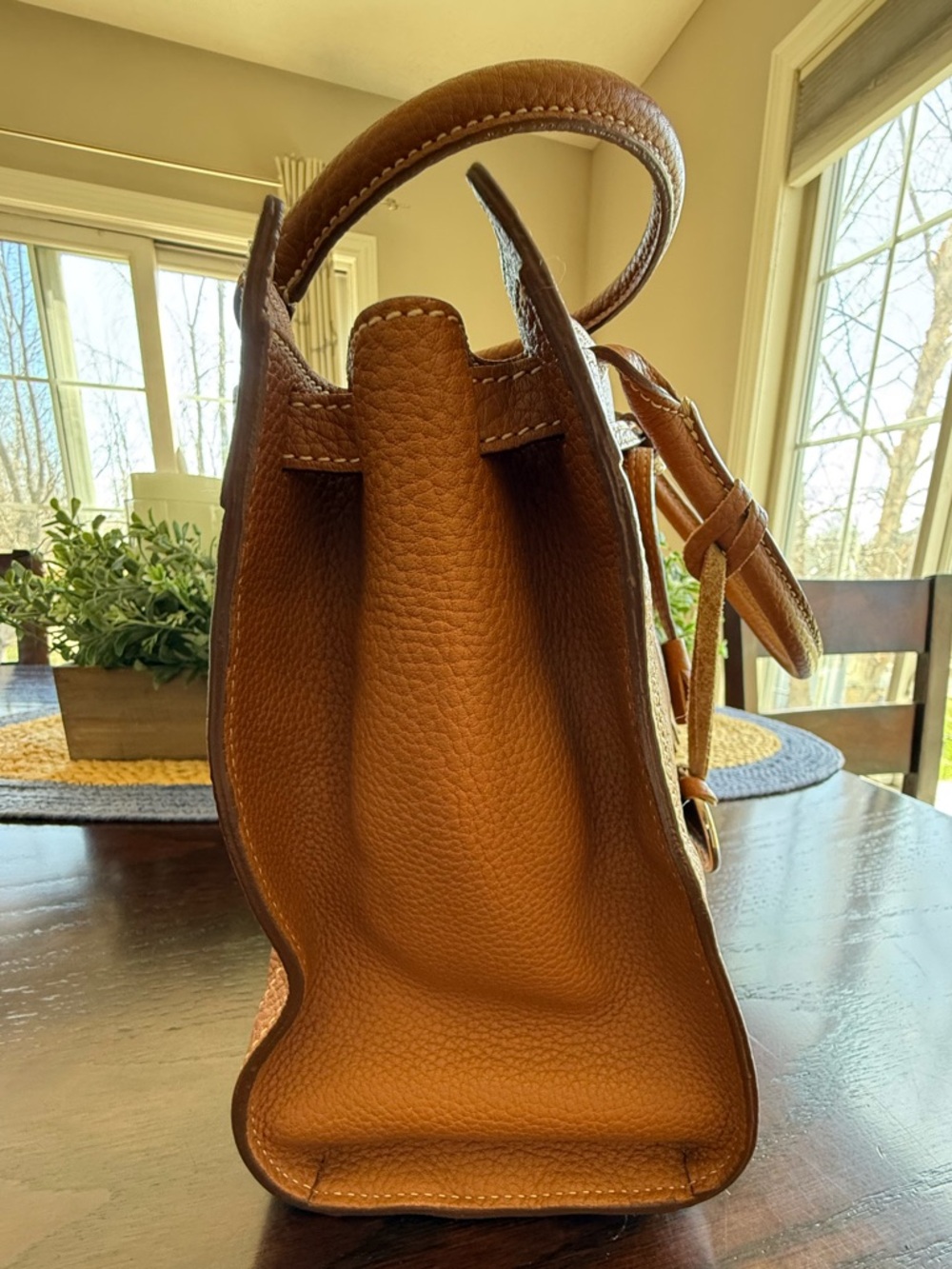 Vintage Dooney & Bourke Tan Pebble Leather Medium Tassel Tote - Picture 6 of 14
